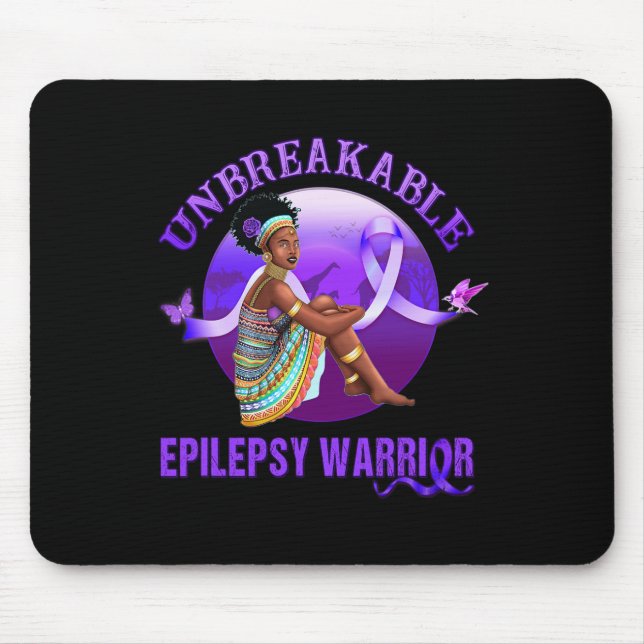 Epilepsy Awareness  Black Women Unbreakable Warrio Mouse Pad (Front)