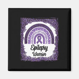 Epilepsy Awareness Bleached Rainbow Leopard Purple Magnet