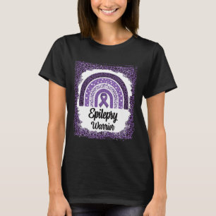 Epilepsy Awareness Bleached Rainbow Leopard Purple T-Shirt