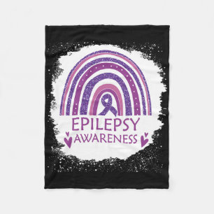 Epilepsy Awareness Bleached Rainbow Purple Ribbon Fleece Blanket