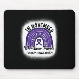 Epilepsy Awareness Bleached Rainbow Purple Ribbon Mouse Pad