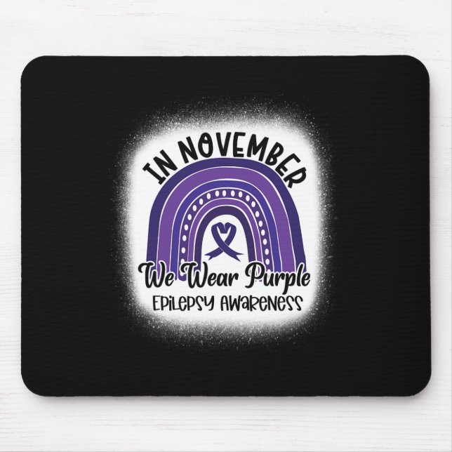 Epilepsy Awareness Bleached Rainbow Purple Ribbon  Mouse Pad (Front)