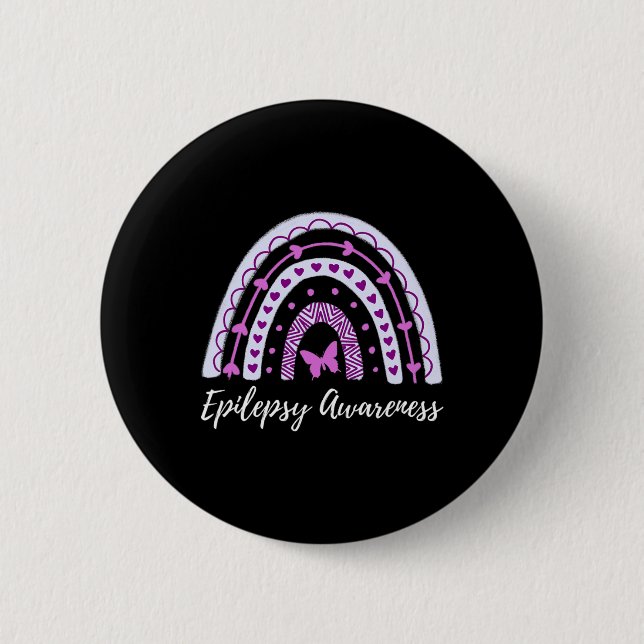 Epilepsy Awareness Boho Rainbow  6 Cm Round Badge (Front)