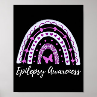 Epilepsy Awareness Boho Rainbow Poster