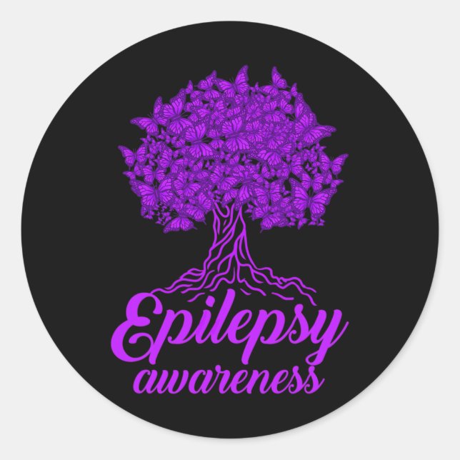 Epilepsy Awareness Butterfly  Classic Round Sticker (Front)