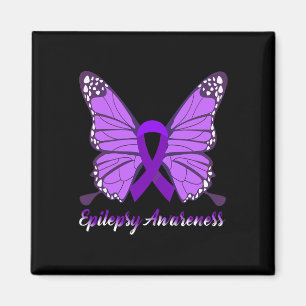 Epilepsy Awareness Butterfly Purple Ribbon Epileps Magnet