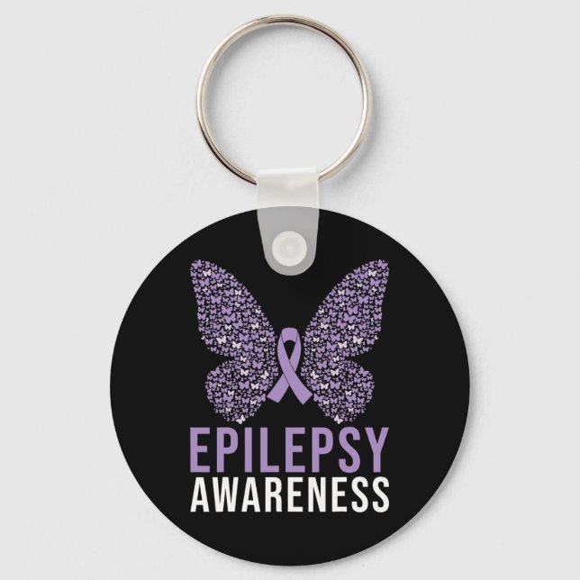 Epilepsy Awareness Butterfly Ribbon  Key Ring (Front)
