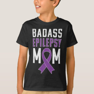 Epilepsy Awareness Byd Epilepsy Mum Purple Ribbon  T-Shirt
