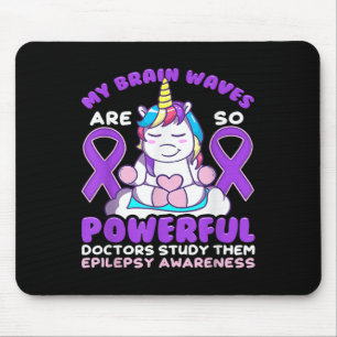 Epilepsy Awareness Cute Unicorn Purple Ribbon Fun Mouse Pad
