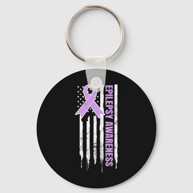 Epilepsy Awareness Design Patriotic Us American Fl Key Ring (Front)