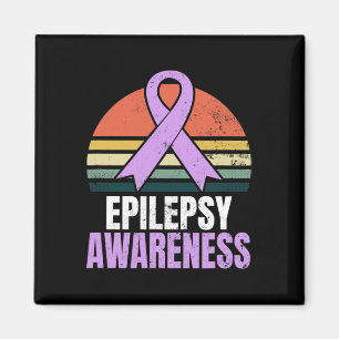 Epilepsy Awareness Design Vintage Retro Sunset Gif Magnet