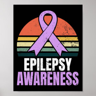 Epilepsy Awareness Design Vintage Retro Sunset Gif Poster