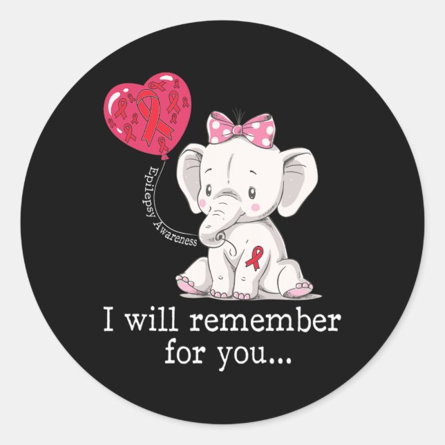 Epilepsy Awareness Elephant  Classic Round Sticker (Front)