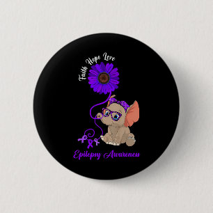 Epilepsy Awareness Elephant Faith Hope Love Sunflo 6 Cm Round Badge