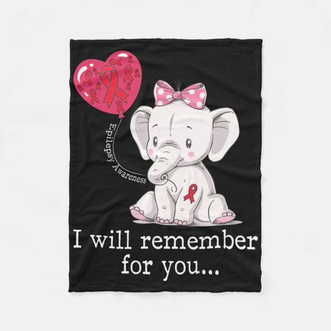 Epilepsy Awareness Elephant  Fleece Blanket (Front)
