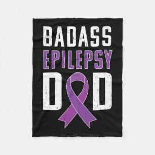 Epilepsy Awareness Epilepsy Dad Purple Ribbon  Fleece Blanket