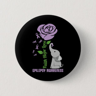 Epilepsy Awareness Faith Hope Love Flower Elephant 6 Cm Round Badge