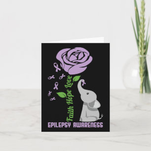 Epilepsy Awareness Faith Hope Love Flower Elephant Card