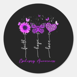 Epilepsy Awareness Faith Hope Love Leopard Sunflow Classic Round Sticker