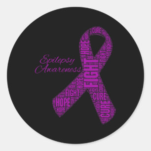 Epilepsy Awareness Fight Hope Cure Ribbon Purple  Classic Round Sticker