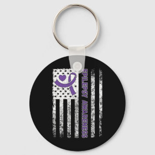Epilepsy Awareness Flag Purple Ribbon Epilepsy War Key Ring