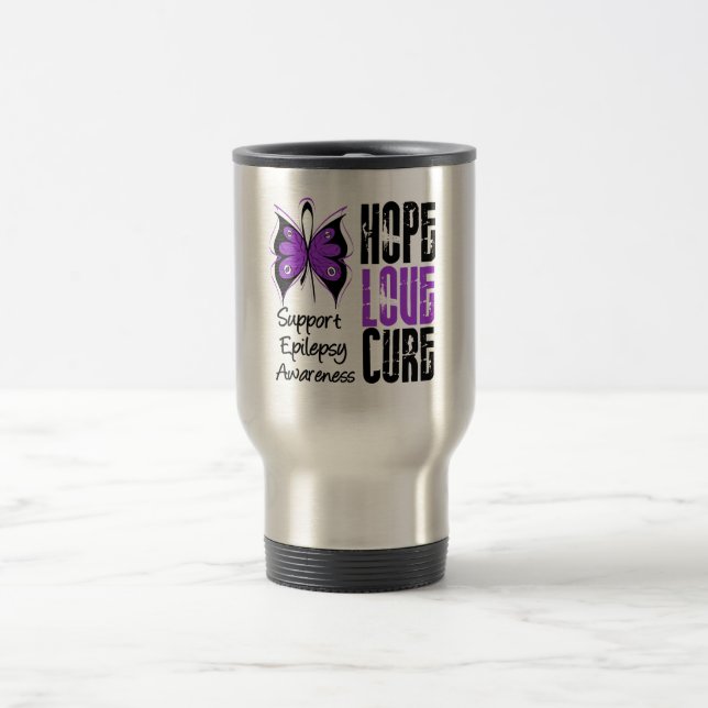 Epilepsy Awareness Hope Love Cure Travel Mug (Center)