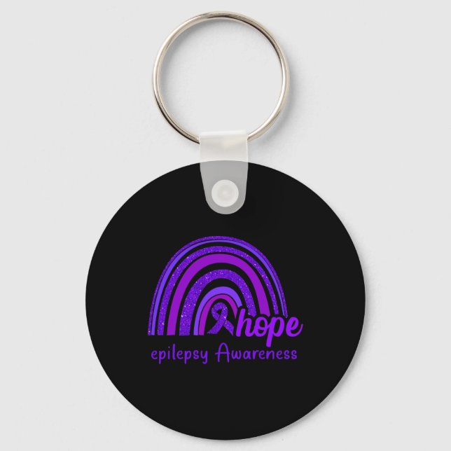 Epilepsy Awareness Hope Rainbow  Key Ring (Front)