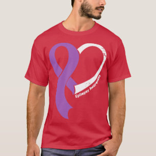 Epilepsy Awareness Hople Love Heart Ribbon Happy V T-Shirt