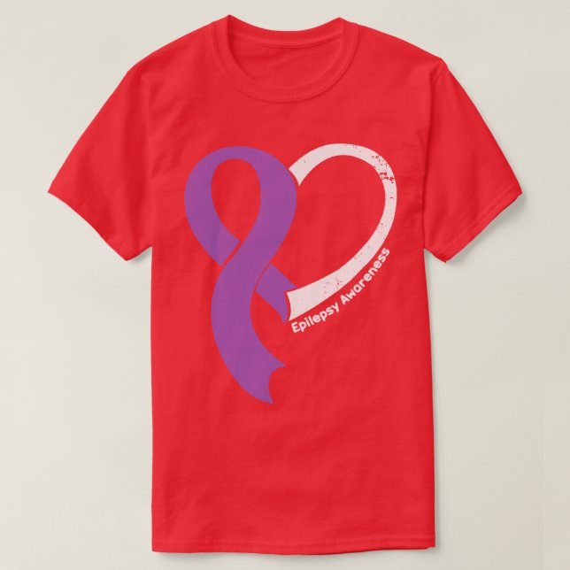 Epilepsy Awareness Hople Love Heart Ribbon Happy V T-Shirt (Design Front)