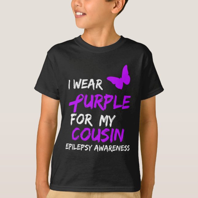 Epilepsy Awareness I Wear Purple For My Cousin Rib T-Shirt (Front)