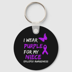 Epilepsy Awareness I Wear Purple For My Niece Ribb Key Ring