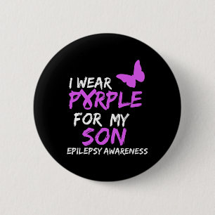 Epilepsy Awareness I wear Purple for my Son Butter 6 Cm Round Badge