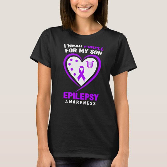 Epilepsy Awareness   I Wear purple For My Son T-Shirt (Front)