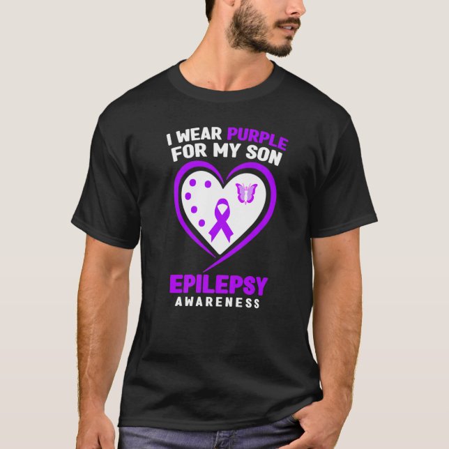 Epilepsy Awareness   I Wear purple For My Son T-Shirt (Front)