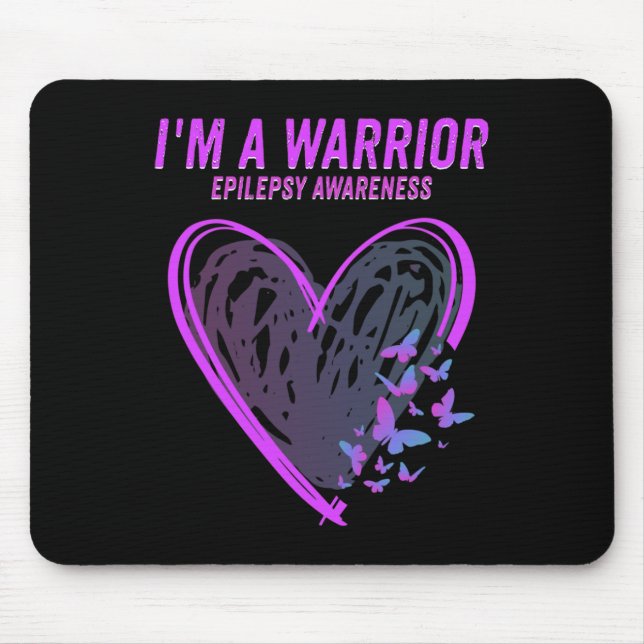 Epilepsy Awareness I'm A Warrior Heart Butterfly 1 Mouse Pad (Front)