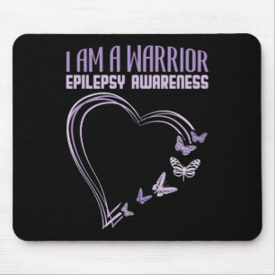 Epilepsy Awareness I'm A Warrior Heart Butterfly  Mouse Pad