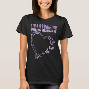 Epilepsy Awareness I'm A Warrior Heart Butterfly T-Shirt
