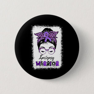 Epilepsy Awareness Messy Bun Warrior Leopard Banda 6 Cm Round Badge