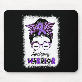 Epilepsy Awareness Messy Bun Warrior Leopard Banda Mouse Pad