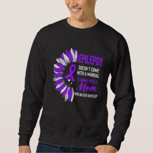 Epilepsy Awareness Mom Mother Sunflower Purple Rib Sweatshirt