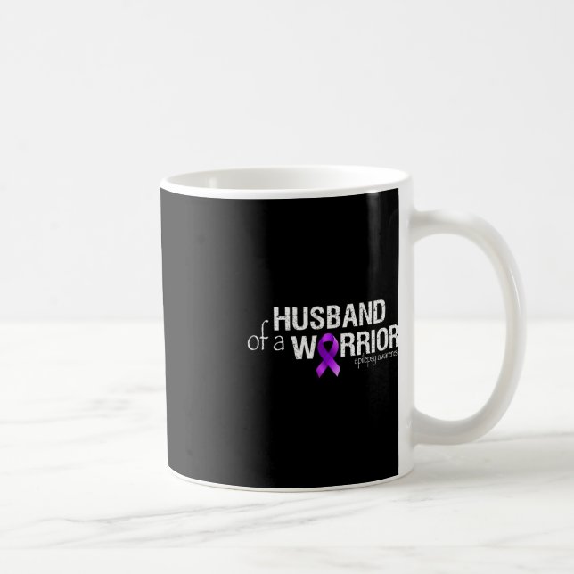 Epilepsy Awareness Month Husband of a Warrior Purp Coffee Mug (Right)