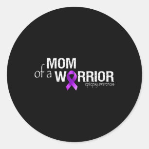 Epilepsy Awareness Month Mum of a Warrior Purple R Classic Round Sticker