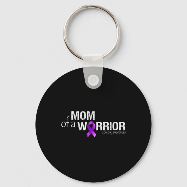 Epilepsy Awareness Month Mum Of A Warrior Purple R Key Ring (Front)