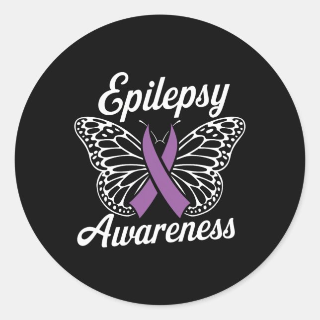 Epilepsy Awareness Month Purple Ribbon Advocate Ep Classic Round Sticker (Front)