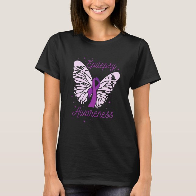 Epilepsy Awareness Month Purple Ribbon Advocate Ep T-Shirt (Front)