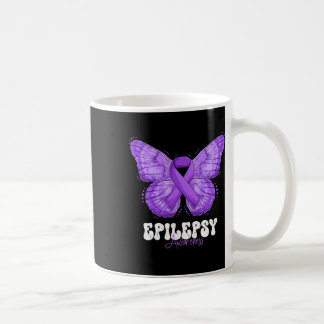 Epilepsy Awareness Month Purple Ribbon Butterfly Coffee Mug