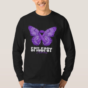 Epilepsy Awareness Month Purple Ribbon Butterfly T-Shirt