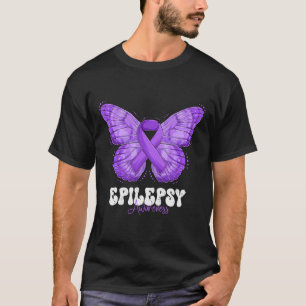 Epilepsy Awareness Month Purple Ribbon Butterfly  T-Shirt