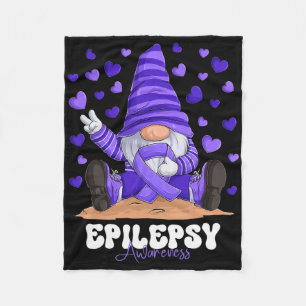Epilepsy Awareness Month Purple Ribbon Gnome Fleece Blanket