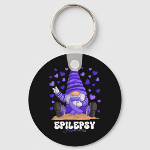 Epilepsy Awareness Month Purple Ribbon Gnome  Key Ring